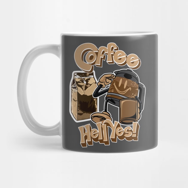 Coffee? Hell Yes! CoffeeMan Salute. by eShirtLabs